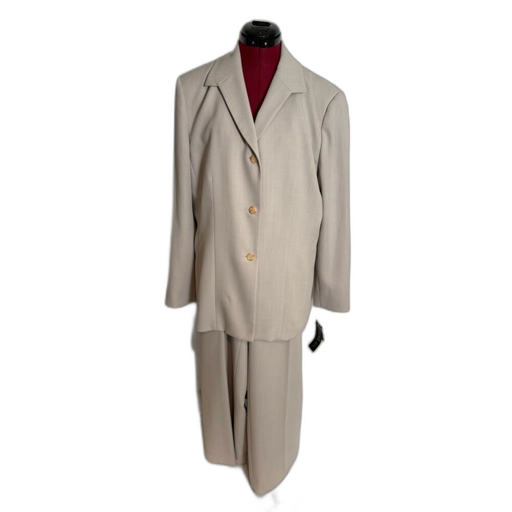 NWT Kasper ASL Pantsuit Women's Size 16 Cream 2-Piece Set Blazer & Pants
